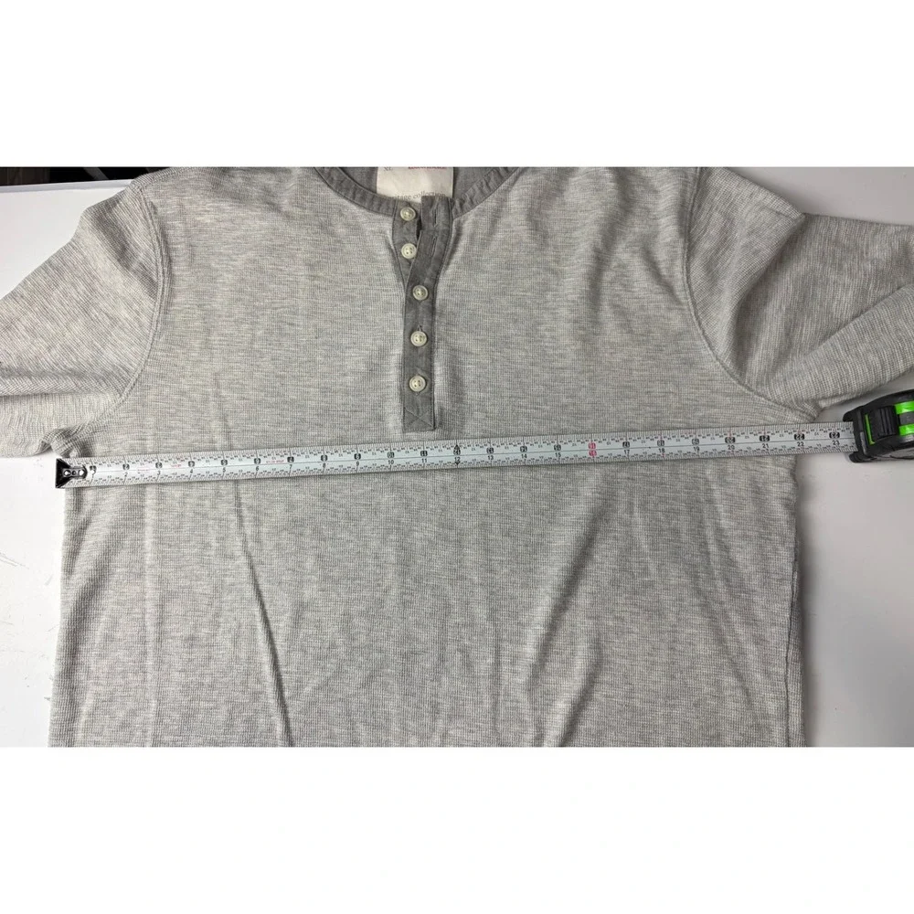 Banana Republic Mens XL Gray Waffle Knit Henley Long Sleeve Cotton Shirt